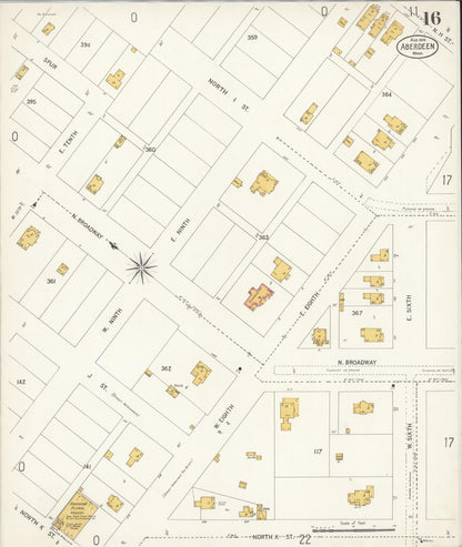 Sanborn Fire Insurance Map from Aberdeen, Grays Harbor County, Washington (1906), Sheet #0016 - Complete Map Set gallery image, historic Sanborn map, vintage wall art, Washington Washington