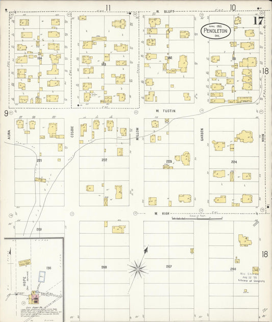 Sanborn Fire Insurance Map from Pendleton, Umatilla County, Oregon (1903), Sheet #0017 - Historic Sanborn Fire Insurance Map Print, vintage old map wall art, antique decor, genealogy gift, Oregon Oregon map