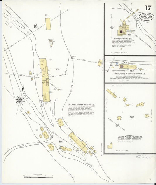 Sanborn Fire Insurance Map from Park City, Summit County, Utah (1907), Sheet #0017 - Historic Sanborn Fire Insurance Map Print, vintage old map wall art, antique decor, genealogy gift, Utah Utah map