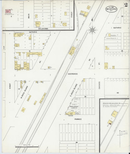 Sanborn Fire Insurance Map from Medford, Grant County, Oklahoma (1898), Sheet #0002 - Complete Map Set gallery image, historic Sanborn map, vintage wall art, Oklahoma Oklahoma