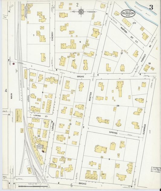 Sanborn Fire Insurance Map from Hudson, Middlesex County, Massachusetts (1916), Sheet #0003 - Historic Sanborn Fire Insurance Map Print, vintage old map wall art, antique decor, genealogy gift, Massachusetts Massachusetts map