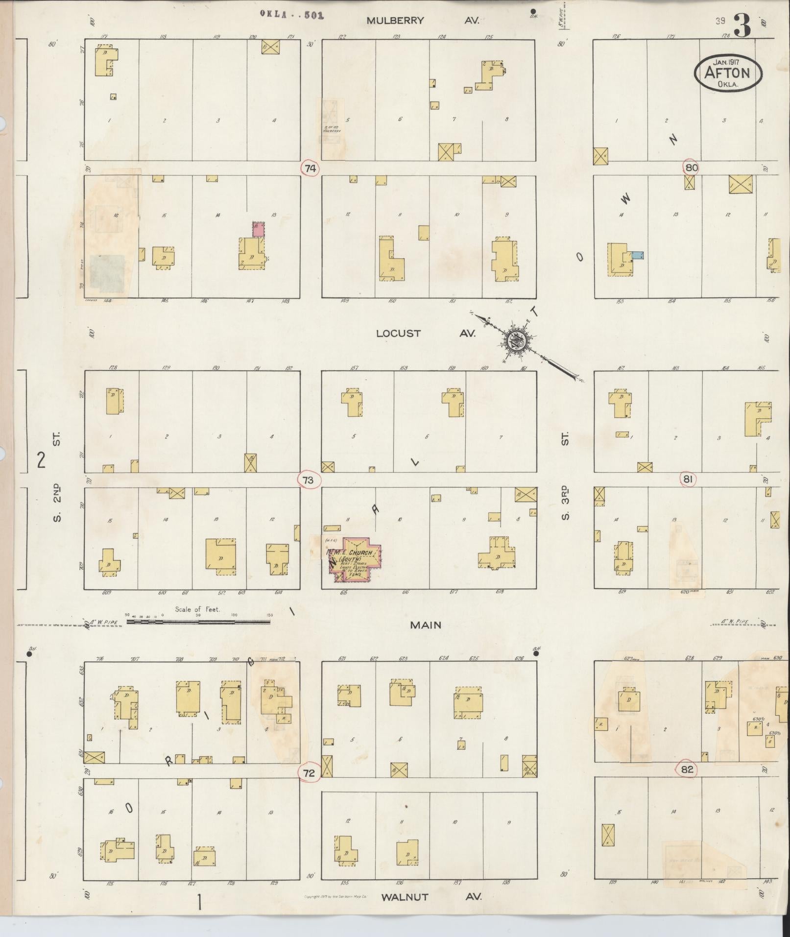 Sanborn Fire Insurance Map from Afton, Ottawa County, Oklahoma (1932), Sheet #0003 - Complete Map Set gallery image, historic Sanborn map, vintage wall art, Oklahoma Oklahoma