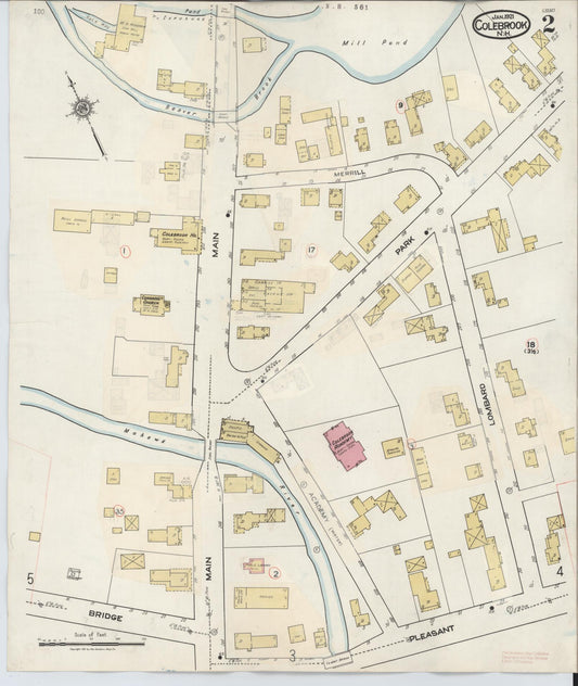 Sanborn Fire Insurance Map from Colebrook, Coos County, New Hampshire (1945), Sheet #0002 - Historic Sanborn Fire Insurance Map Print, vintage old map wall art, antique decor, genealogy gift, New Hampshire New Hampshire map