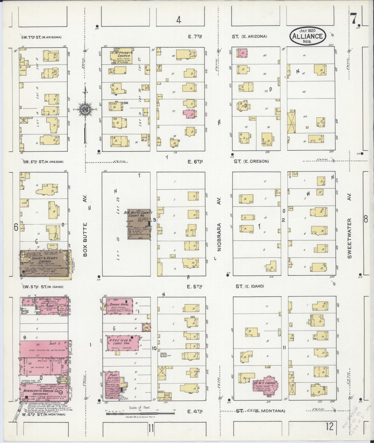 Sanborn Fire Insurance Map from Alliance, Box Butte County, Nebraska (1920), Sheet #0007 - Complete Map Set gallery image, historic Sanborn map, vintage wall art, Nebraska Nebraska