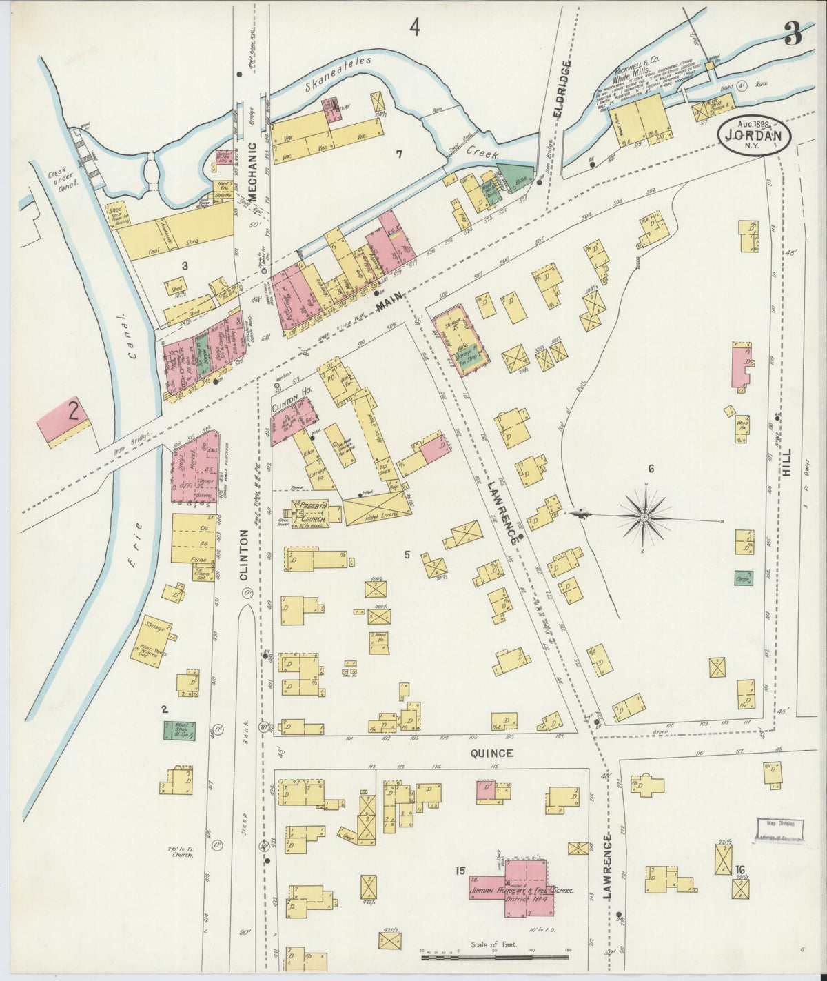 Sanborn Fire Insurance Map from Jordan, Onondaga County, New York (1898), Sheet #0003 - Complete Map Set gallery image, historic Sanborn map, vintage wall art, New York New York