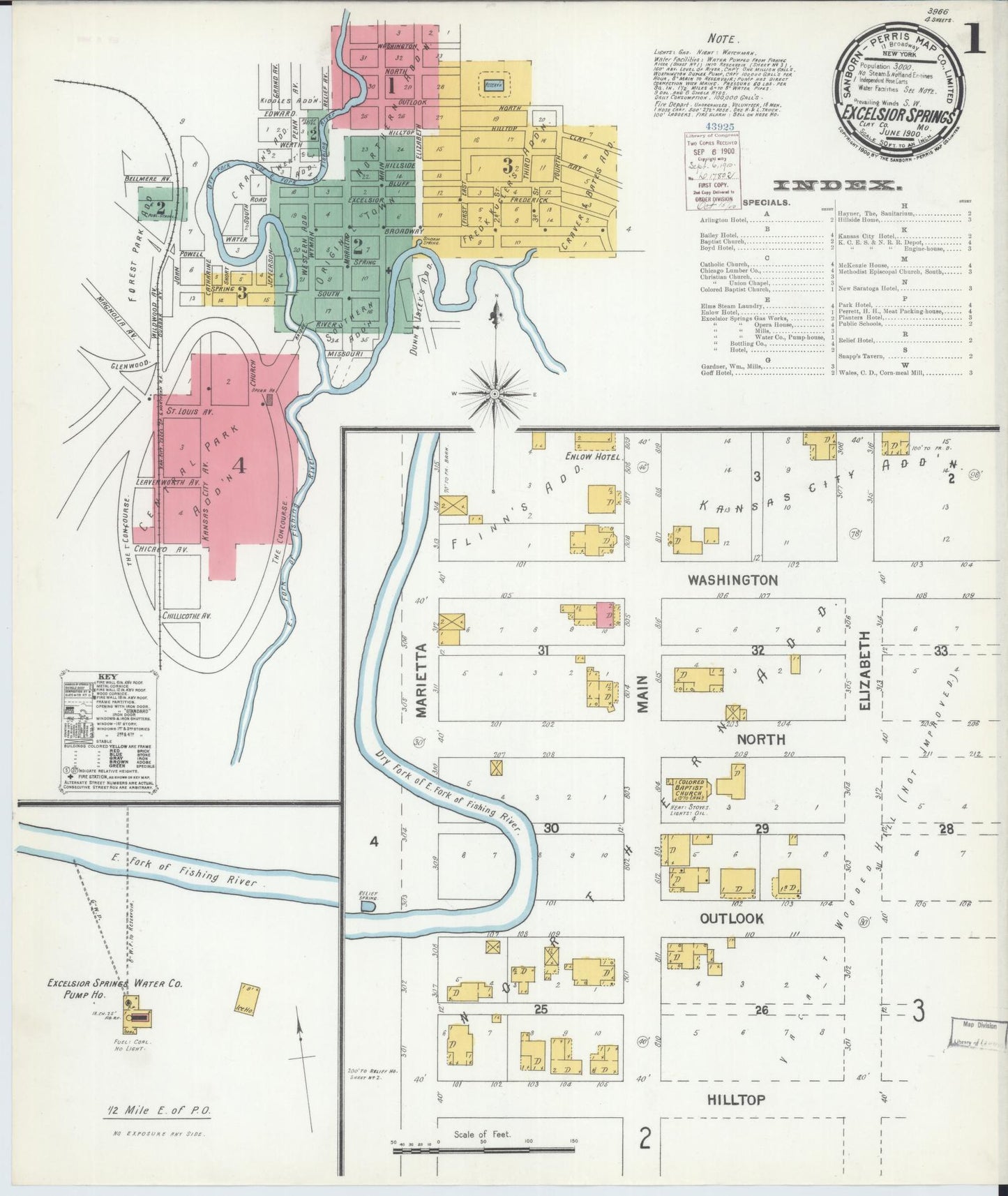 Sanborn Fire Insurance Map from Excelsior Springs, Clay County, Missouri (1900), Sheet #0001 - Complete Map Set gallery image, historic Sanborn map, vintage wall art, Missouri Missouri