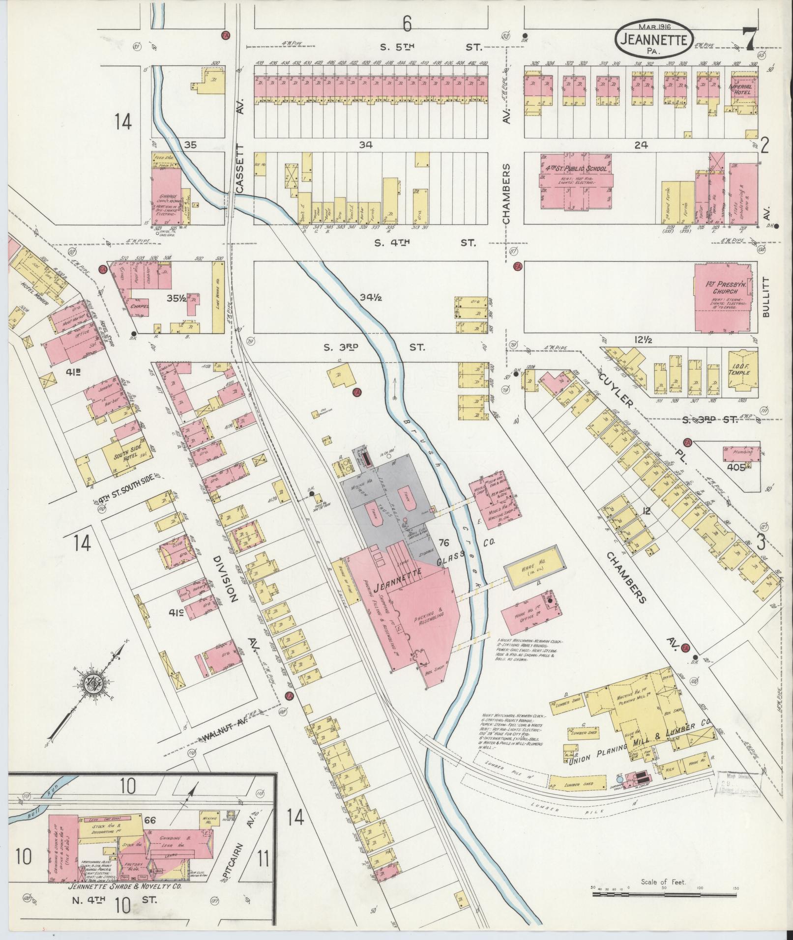 Sanborn Fire Insurance Map from Jeannette, Westmoreland County, Pennsylvania (1916), Sheet #0007 - Complete Map Set gallery image, historic Sanborn map, vintage wall art, Pennsylvania Pennsylvania