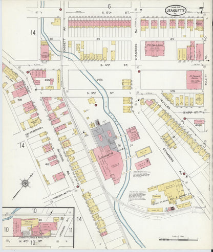 Sanborn Fire Insurance Map from Jeannette, Westmoreland County, Pennsylvania (1916), Sheet #0007 - Complete Map Set gallery image, historic Sanborn map, vintage wall art, Pennsylvania Pennsylvania