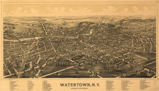 Watertown, N.Y. (1891) – Historic Bird’s-Eye View Panorama Print