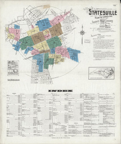 Sanborn Fire Insurance Map from Statesville, Iredell County, North Carolina (1925), Sheet #0001 - Complete Map Set gallery image, historic Sanborn map, vintage wall art, North Carolina North Carolina