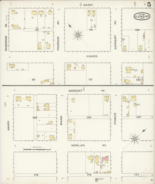 Sanborn Fire Insurance Map from Glendive, Dawson County, Montana (1893), Sheet #0005 - Historic Sanborn Fire Insurance Map Print, vintage old map wall art, antique decor, genealogy gift, Montana Montana map