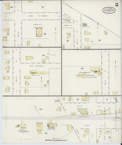 Sanborn Fire Insurance Map from Sharon, Walworth County, Wisconsin (1894), Sheet #0002 - Complete Map Set gallery image, historic Sanborn map, vintage wall art, Wisconsin Wisconsin