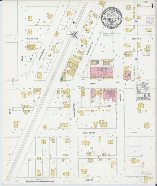 Sanborn Fire Insurance Map from Prairie City, Mcdonough County, Illinois (1906), Sheet #0001 - Complete Map Set gallery image, historic Sanborn map, vintage wall art, Illinois Illinois
