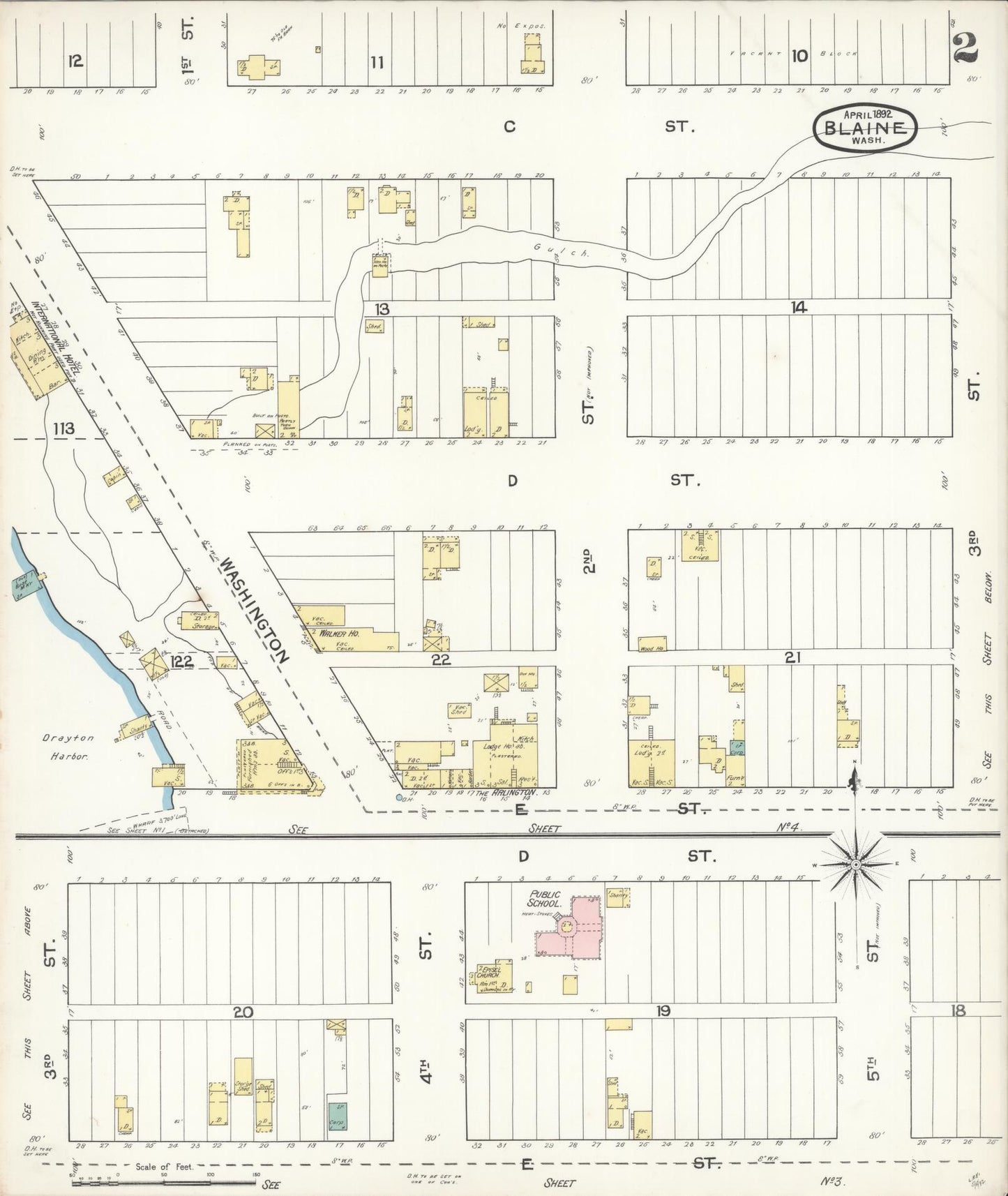 Sanborn Fire Insurance Map from Blaine, Whatcom County, Washington (1892), Sheet #0002 - Complete Map Set gallery image, historic Sanborn map, vintage wall art, Washington Washington