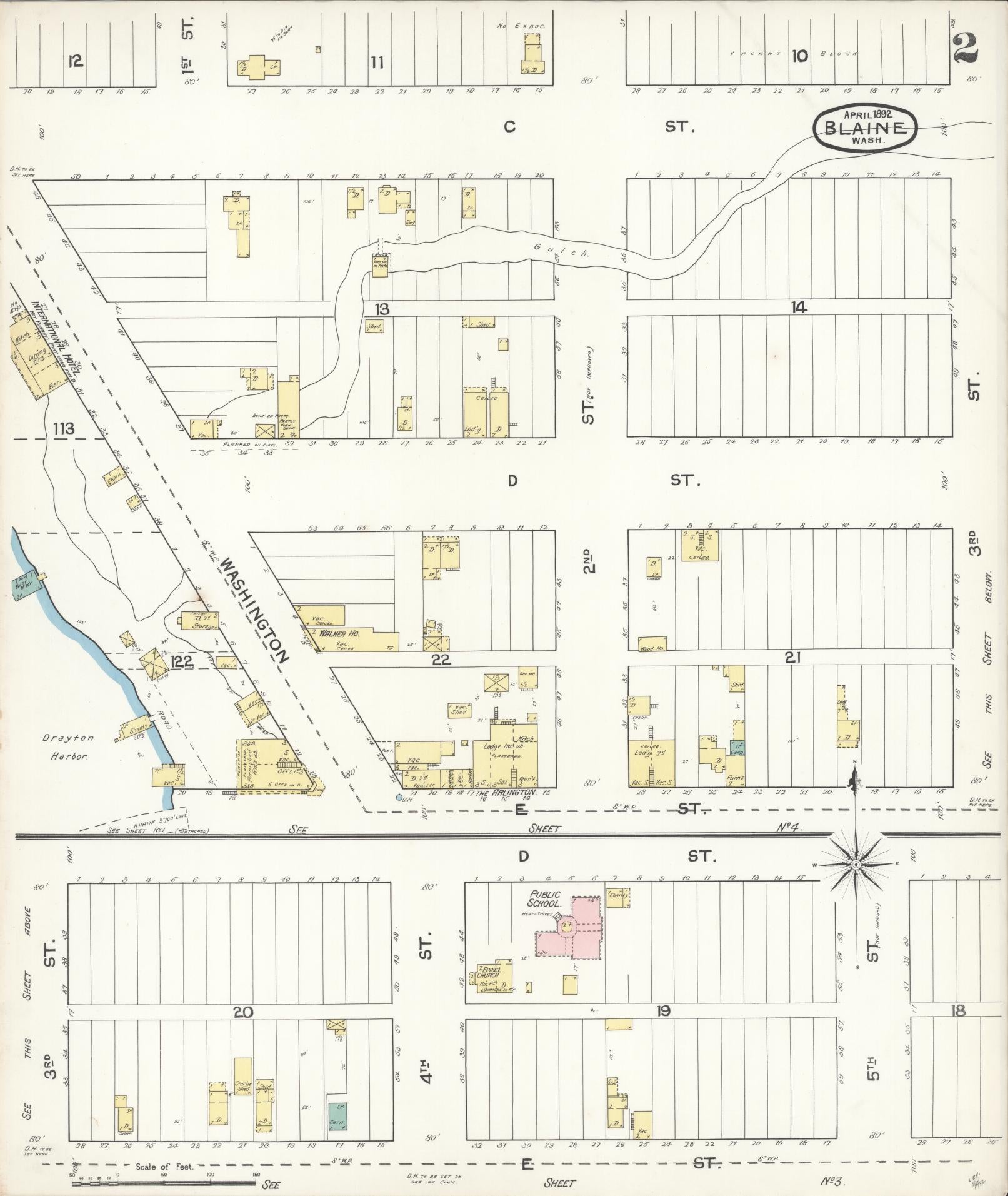 Sanborn Fire Insurance Map from Blaine, Whatcom County, Washington (1892), Sheet #0002 - Complete Map Set gallery image, historic Sanborn map, vintage wall art, Washington Washington