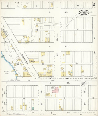 Sanborn Fire Insurance Map from Blaine, Whatcom County, Washington (1892), Sheet #0002 - Complete Map Set gallery image, historic Sanborn map, vintage wall art, Washington Washington