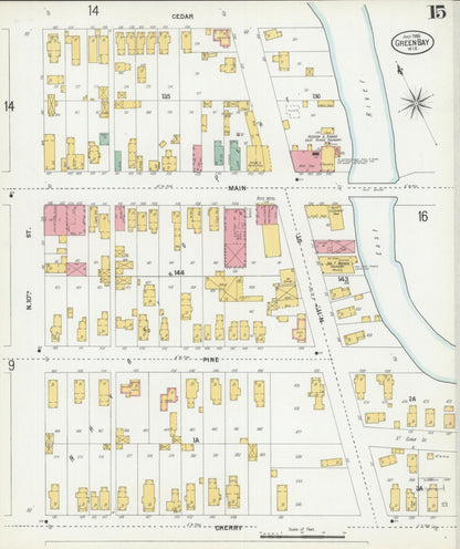 Sanborn Fire Insurance Map from Green Bay, Brown County, Wisconsin (1900), Sheet #0015 - Complete Map Set gallery image, historic Sanborn map, vintage wall art, Wisconsin Wisconsin