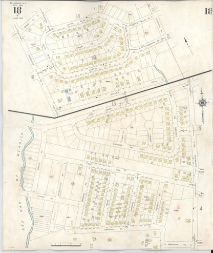 Sanborn Fire Insurance Map from Bellmore, Nassau County, New York (1945), Sheet #0018 - Complete Map Set gallery image, historic Sanborn map, vintage wall art, New York New York