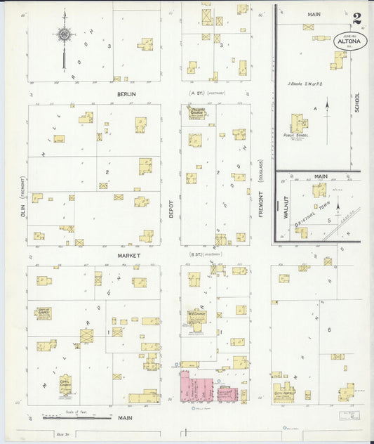 Sanborn Fire Insurance Map from Altona, Knox County, Illinois (1910), Sheet #0002 - Historic Sanborn Fire Insurance Map Print, vintage old map wall art, antique decor, genealogy gift, Illinois Illinois map