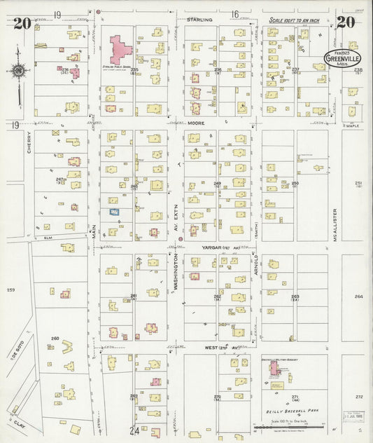 Sanborn Fire Insurance Map from Greenville, Washington County, Mississippi (1925), Sheet #0020 - Historic Sanborn Fire Insurance Map Print, vintage old map wall art, antique decor, genealogy gift, Mississippi Mississippi map