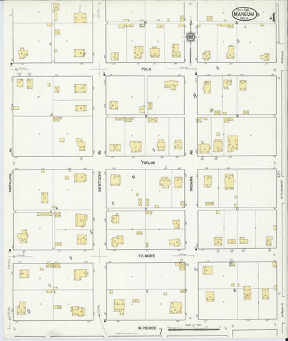 Sanborn Fire Insurance Map from Mangum, Greer County, Oklahoma (1916), Sheet #0004 - Complete Map Set gallery image, historic Sanborn map, vintage wall art, Oklahoma Oklahoma