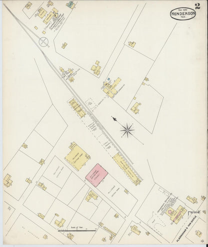 Sanborn Fire Insurance Map from Henderson, Rusk County, Texas (1890), Sheet #0002 - Historic Sanborn Fire Insurance Map Print, vintage old map wall art, antique decor, genealogy gift, Texas Texas map