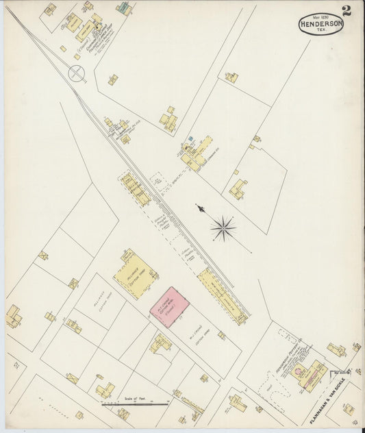 Sanborn Fire Insurance Map from Henderson, Rusk County, Texas (1890), Sheet #0002 - Historic Sanborn Fire Insurance Map Print, vintage old map wall art, antique decor, genealogy gift, Texas Texas map