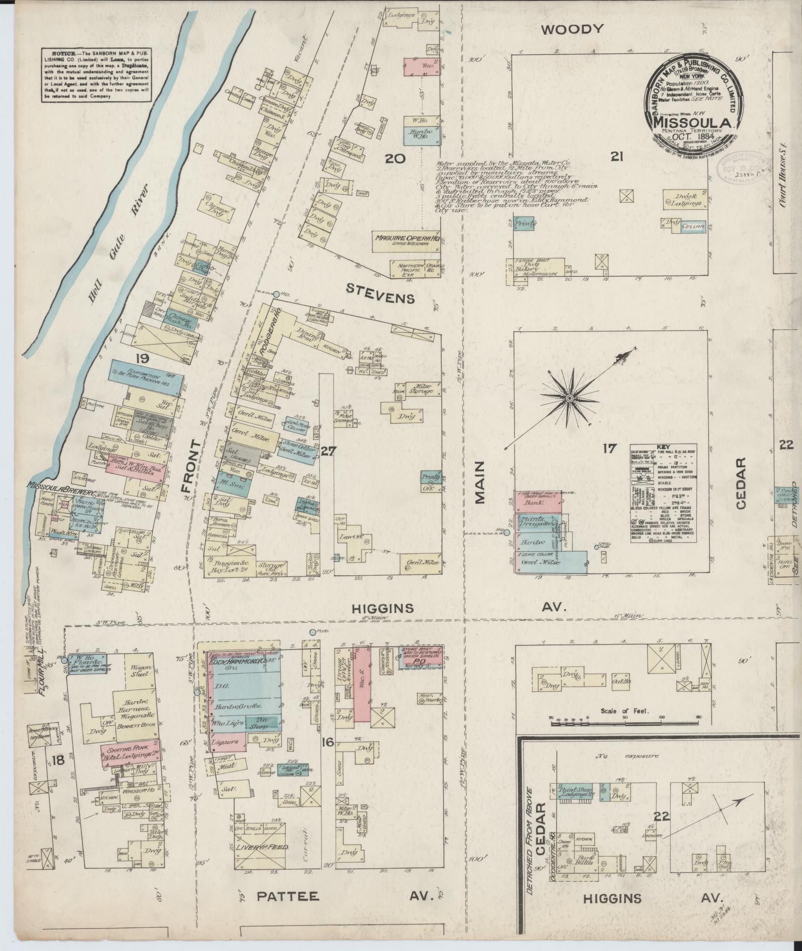 Sanborn Fire Insurance Map from Missoula, Missoula County, Montana. (1884) – Historic Sanborn Fire Insurance Map Print