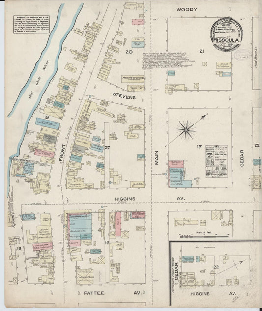 Sanborn Fire Insurance Map from Missoula, Missoula County, Montana. (1884) – Historic Sanborn Fire Insurance Map Print