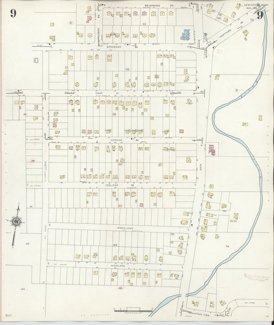 Sanborn Fire Insurance Map from Newington, Hartford County, Connecticut (1947), Sheet #0009 - Historic Sanborn Fire Insurance Map Print, vintage old map wall art, antique decor, genealogy gift, Connecticut Connecticut map
