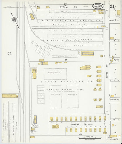 Sanborn Fire Insurance Map from Ranger, Eastland County, Texas (1920), Sheet #0021 - Historic Sanborn Fire Insurance Map Print, vintage old map wall art, antique decor, genealogy gift, Texas Texas map