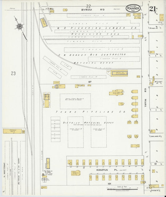 Sanborn Fire Insurance Map from Ranger, Eastland County, Texas (1920), Sheet #0021 - Historic Sanborn Fire Insurance Map Print, vintage old map wall art, antique decor, genealogy gift, Texas Texas map