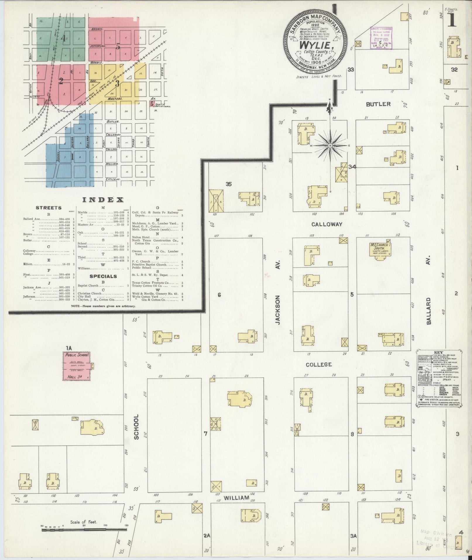 Sanborn Fire Insurance Map from Wylie, Collin County, Texas. (1906) – Historic Sanborn Fire Insurance Map Print