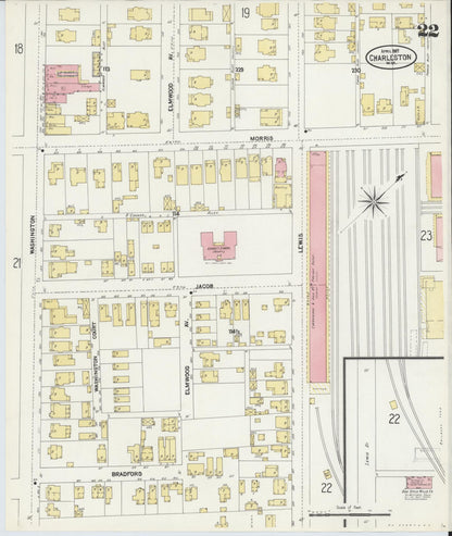 Sanborn Fire Insurance Map from Charleston, Kanawha County, West Virginia (1907), Sheet #0022 - Complete Map Set gallery image, historic Sanborn map, vintage wall art, West Virginia West Virginia