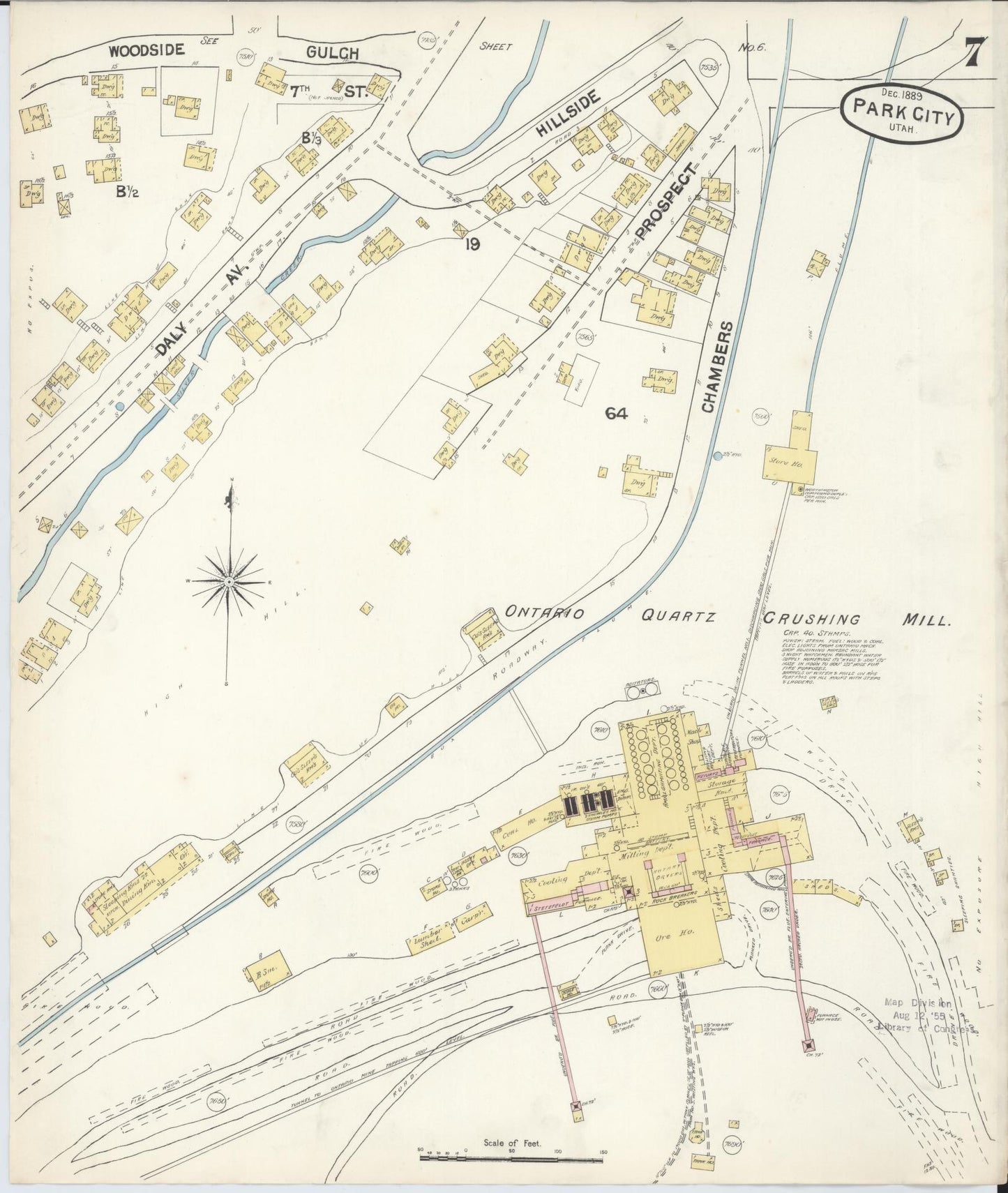 Sanborn Fire Insurance Map from Park City, Summit County, Utah (1889), Sheet #0007 - Complete Map Set gallery image, historic Sanborn map, vintage wall art, Utah Utah