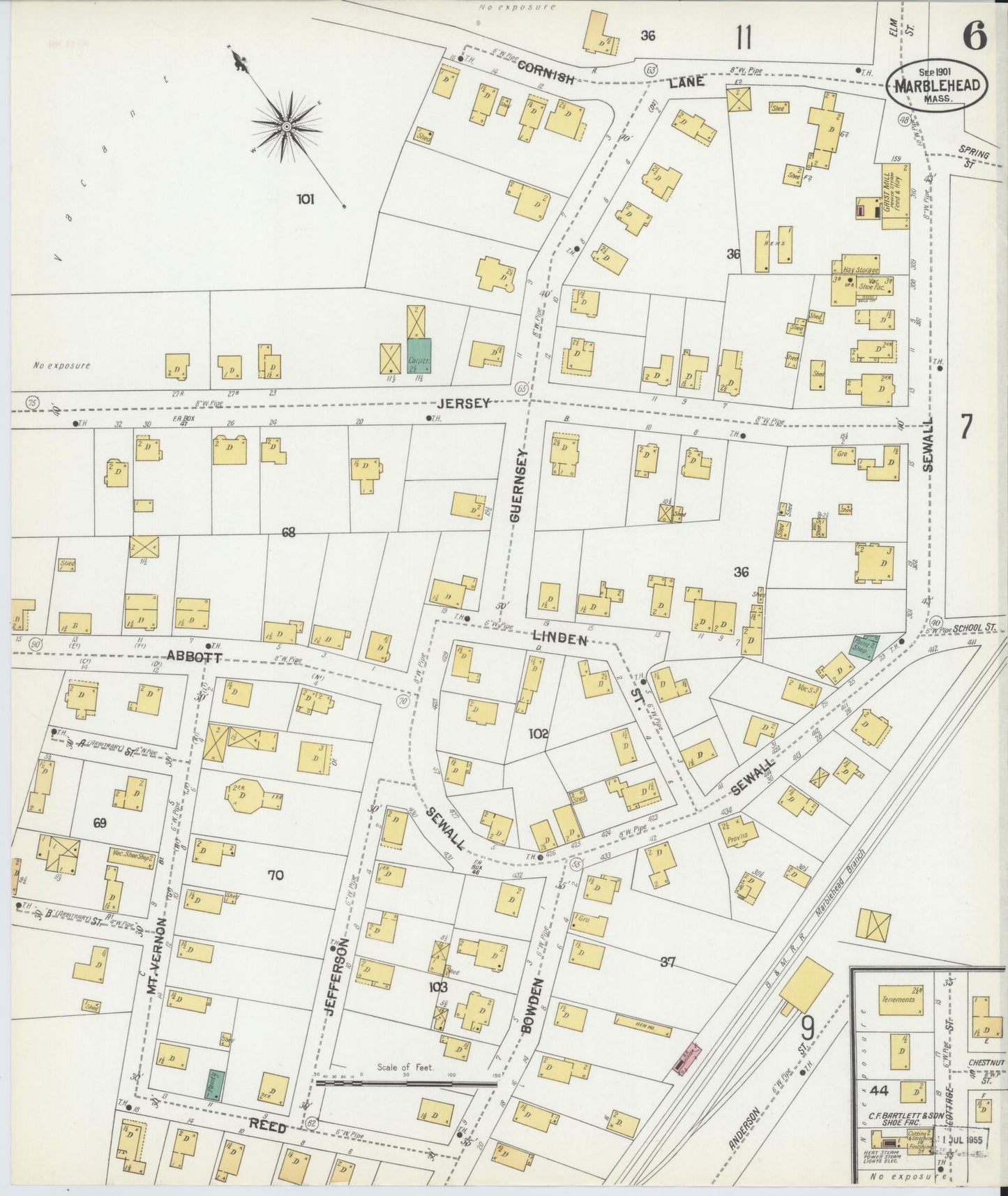 Sanborn Fire Insurance Map from Marblehead, Essex County, Massachusetts (1901), Sheet #0006 - Complete Map Set gallery image, historic Sanborn map, vintage wall art, Massachusetts Massachusetts