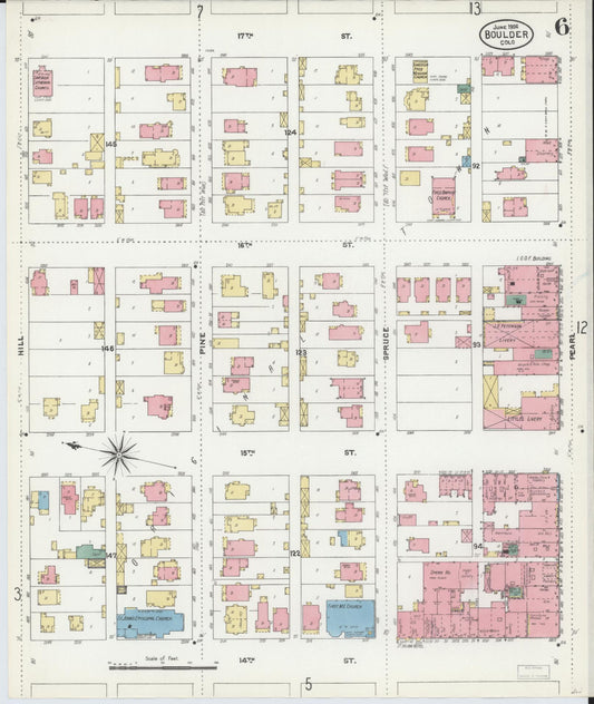 Sanborn Fire Insurance Map from Boulder, Boulder County, Colorado (1906), Sheet #0006 - Historic Sanborn Fire Insurance Map Print, vintage old map wall art, antique decor, genealogy gift, Colorado Colorado map