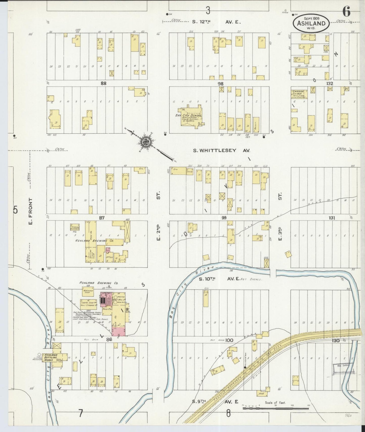Sanborn Fire Insurance Map from Ashland, Ashland County, Wisconsin (1909), Sheet #0006 - Complete Map Set gallery image, historic Sanborn map, vintage wall art, Wisconsin Wisconsin