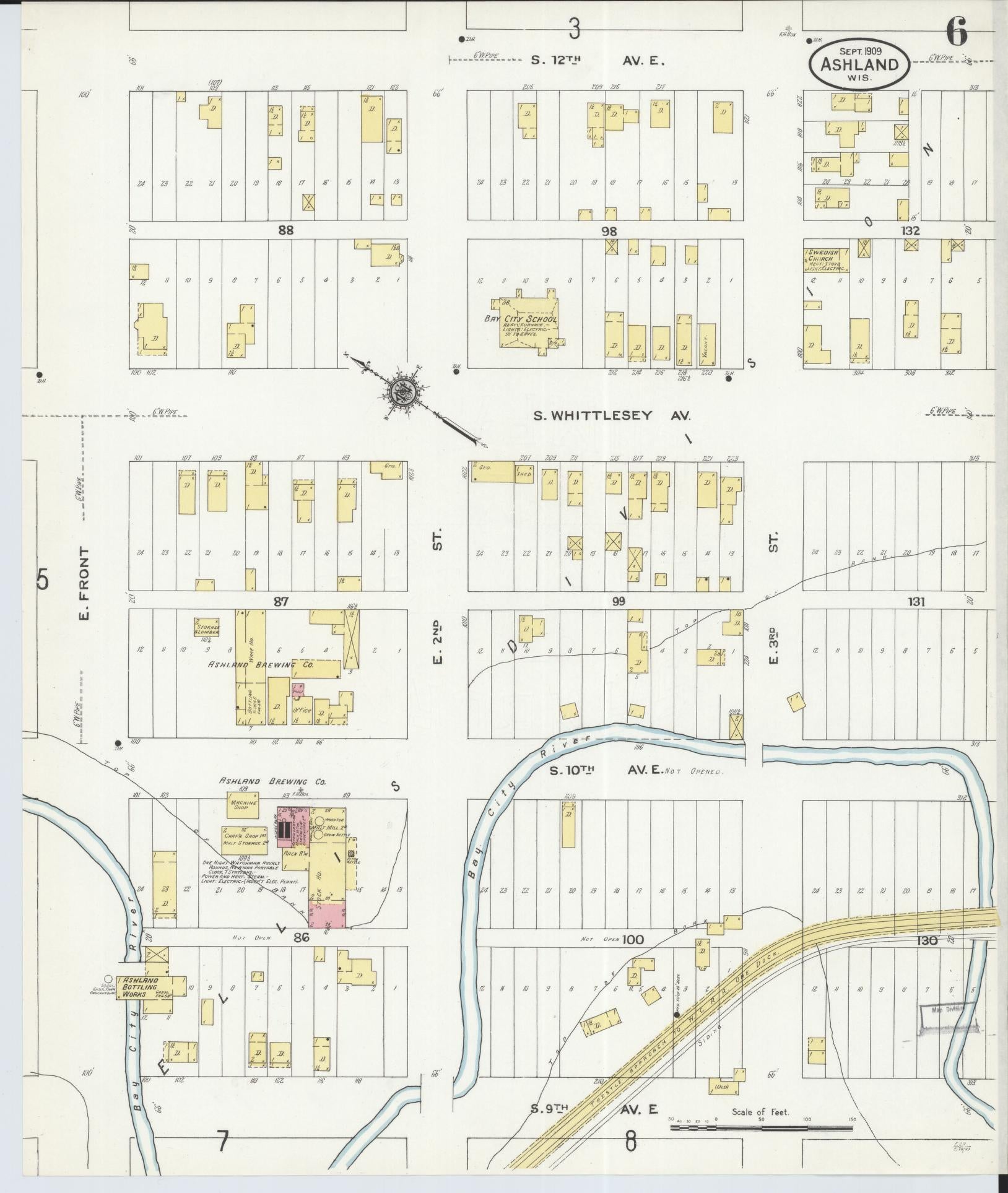 Sanborn Fire Insurance Map from Ashland, Ashland County, Wisconsin (1909), Sheet #0006 - Complete Map Set gallery image, historic Sanborn map, vintage wall art, Wisconsin Wisconsin