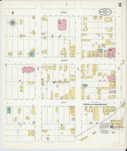Sanborn Fire Insurance Map from Rush City, Chisago County, Minnesota (1904), Sheet #0002 - Complete Map Set gallery image, historic Sanborn map, vintage wall art, Minnesota Minnesota