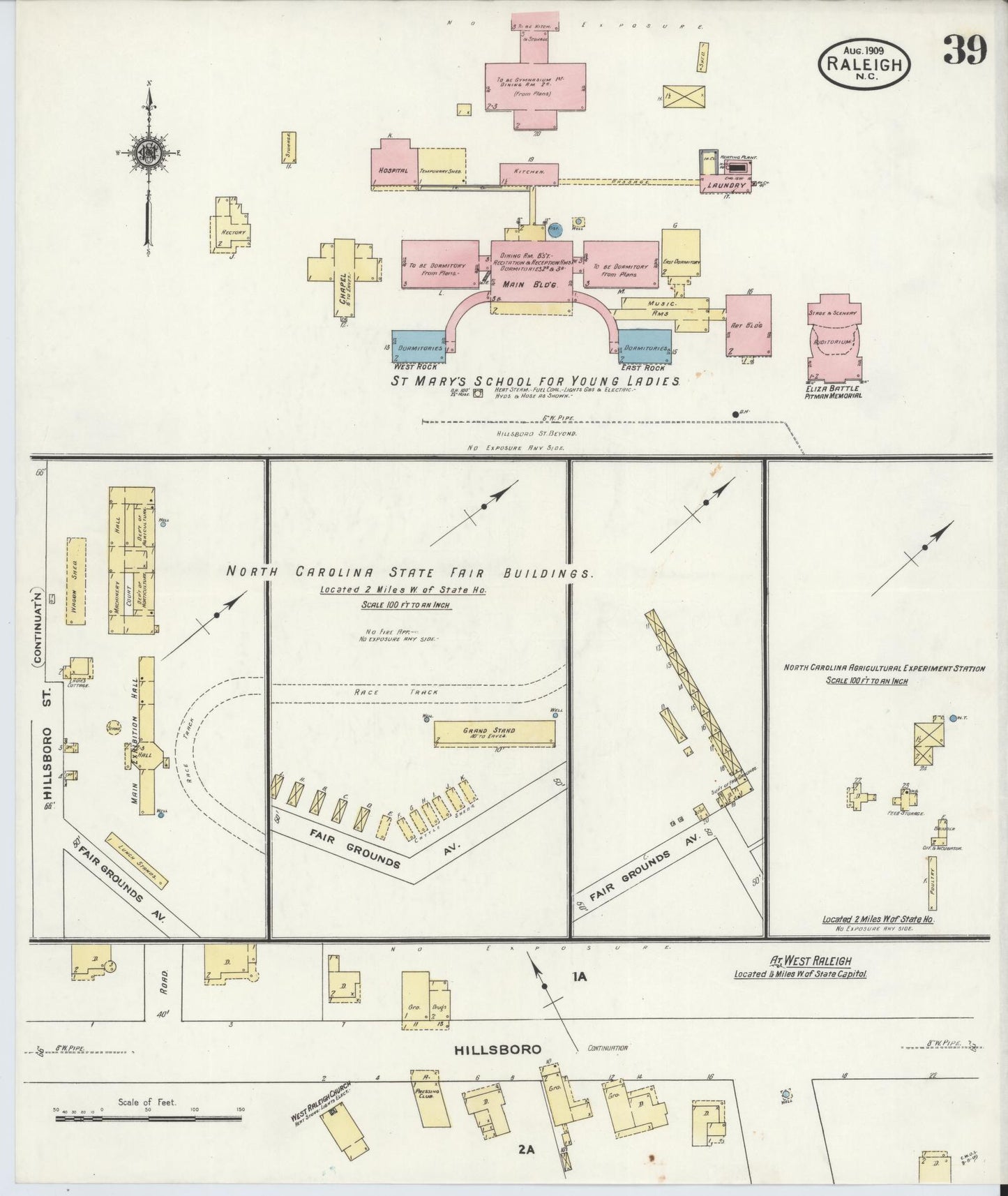 Sanborn Fire Insurance Map from Raleigh, Wake County, North Carolina (1909), Sheet #0039 - Complete Map Set gallery image, historic Sanborn map, vintage wall art, North Carolina North Carolina