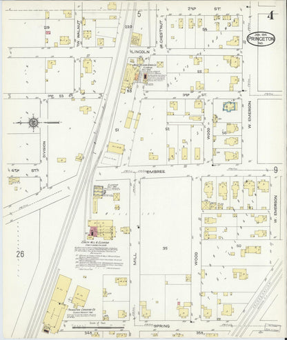 Sanborn Fire Insurance Map from Princeton, Gibson County, Indiana (1914), Sheet #0004 - Historic Sanborn Fire Insurance Map Print, vintage old map wall art, antique decor, genealogy gift, Indiana Indiana map