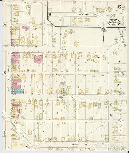 Sanborn Fire Insurance Map from Byesville, Guernsey County, Ohio (1913), Sheet #0006 - Historic Sanborn Fire Insurance Map Print, vintage old map wall art, antique decor, genealogy gift, Ohio Ohio map