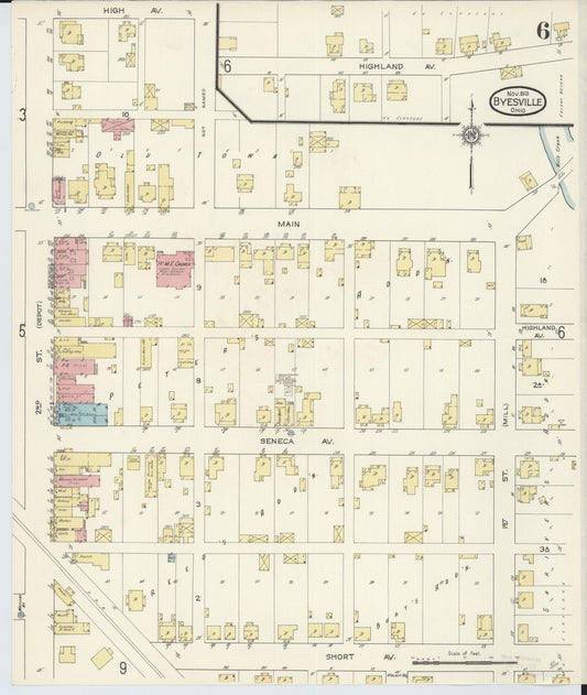 Sanborn Fire Insurance Map from Byesville, Guernsey County, Ohio (1913), Sheet #0006 - Historic Sanborn Fire Insurance Map Print, vintage old map wall art, antique decor, genealogy gift, Ohio Ohio map