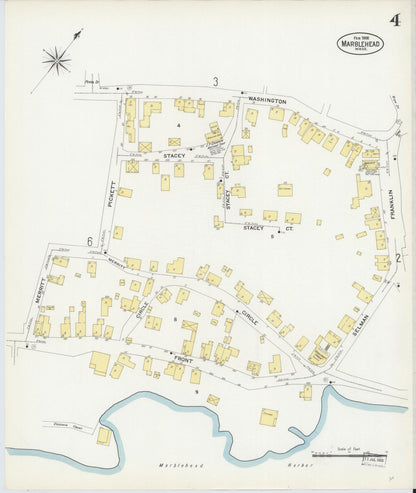 Sanborn Fire Insurance Map from Marblehead, Essex County, Massachusetts (1908), Sheet #0004 - Complete Map Set gallery image, historic Sanborn map, vintage wall art, Massachusetts Massachusetts
