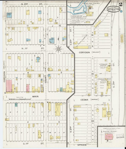 Sanborn Fire Insurance Map from Stockton, Rooks County, Kansas (1893), Sheet #0002 - Complete Map Set gallery image, historic Sanborn map, vintage wall art, Kansas Kansas