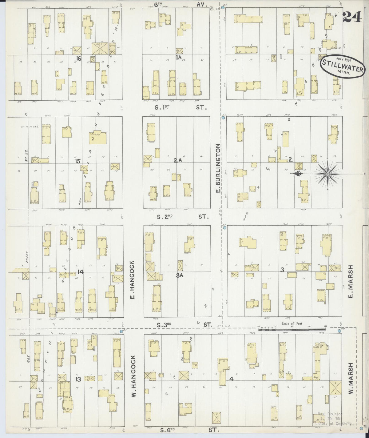 Sanborn Fire Insurance Map from Stillwater, Washington County, Minnesota (1891), Sheet #0024 - Historic Sanborn Fire Insurance Map Print, vintage old map wall art, antique decor, genealogy gift, Minnesota Minnesota map