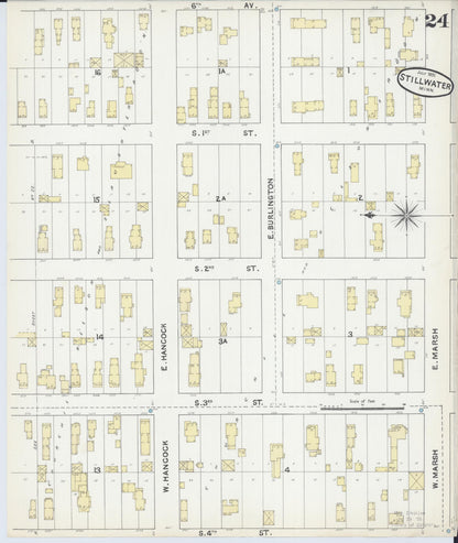 Sanborn Fire Insurance Map from Stillwater, Washington County, Minnesota (1891), Sheet #0024 - Historic Sanborn Fire Insurance Map Print, vintage old map wall art, antique decor, genealogy gift, Minnesota Minnesota map