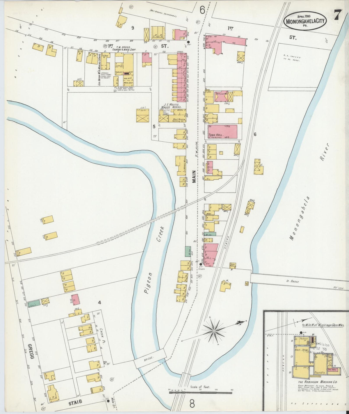 Sanborn Fire Insurance Map from Monongahela City, Washington County, Pennsylvania (1900), Sheet #0007 - Complete Map Set gallery image, historic Sanborn map, vintage wall art, Pennsylvania Pennsylvania