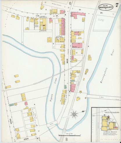 Sanborn Fire Insurance Map from Monongahela City, Washington County, Pennsylvania (1900), Sheet #0007 - Complete Map Set gallery image, historic Sanborn map, vintage wall art, Pennsylvania Pennsylvania